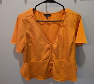 Express Women's Burnt Yellow Ruched Blouse